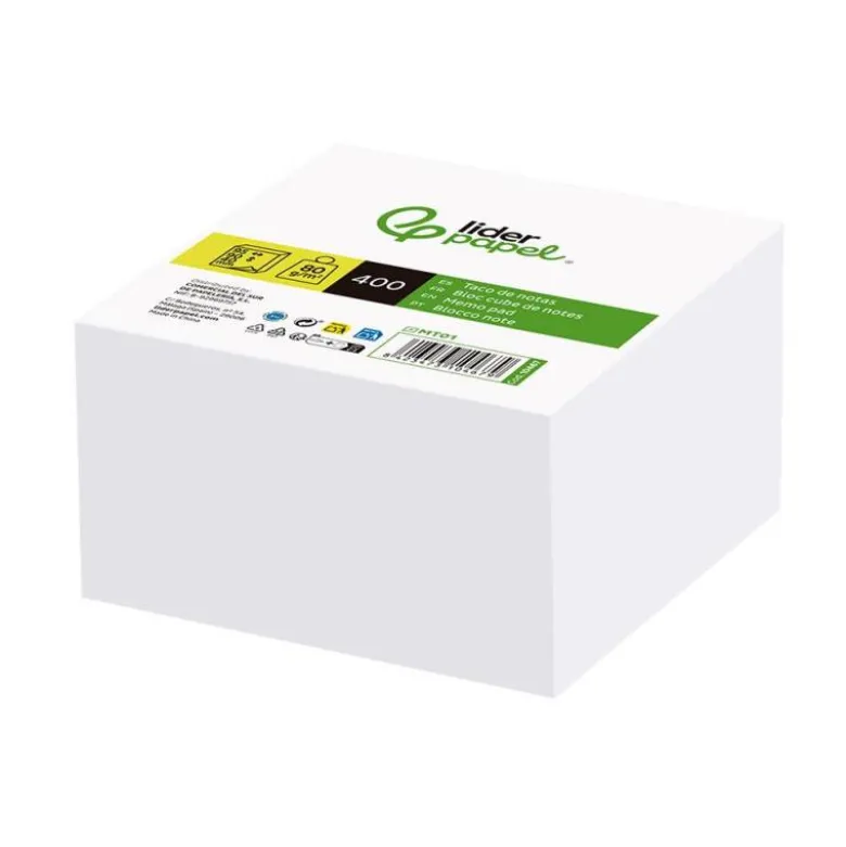 Recambio Liderpapel multitaco sin encolar color blanco 400 hojas no adhesivas