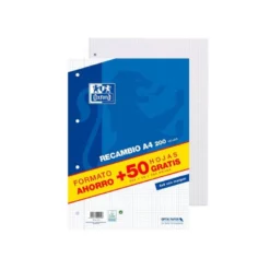 Recambio Oxfod DIN A4 4 taladros 90 gr cuadrícula 4mm