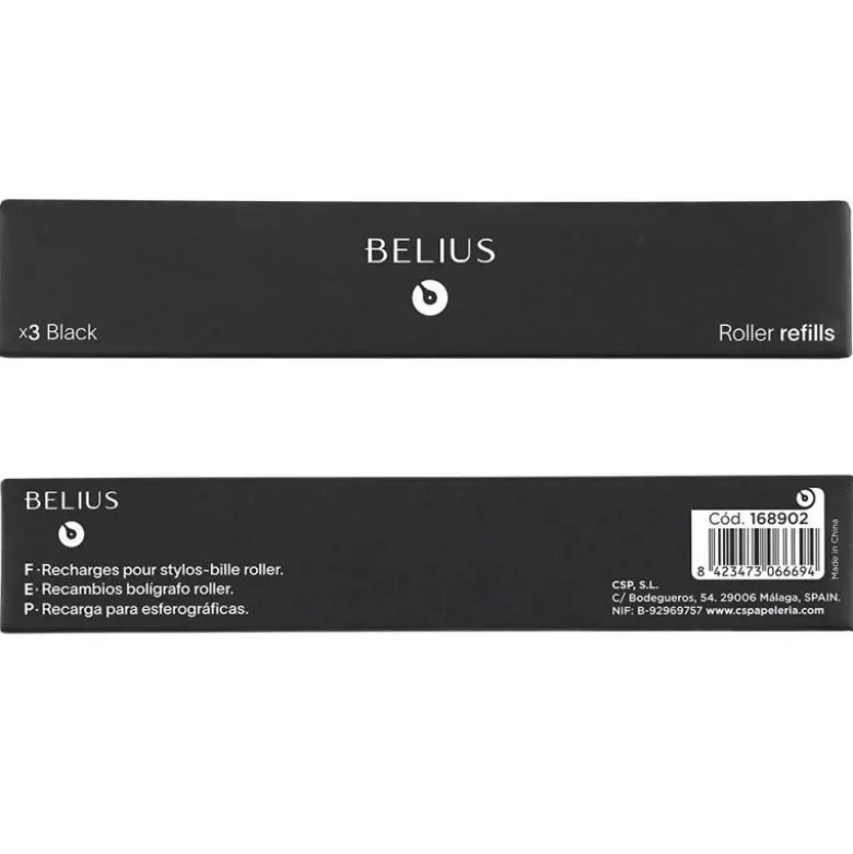 RECAMBIO ROLLER BELIUS NEGRO 0,7 MM CAJA 3 UNIDADES