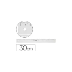 Regla de plastico M+R transparente de 30 cm. Borde biselado