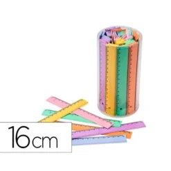 REGLA FAIBO PLASTICO 16 CM BOTE DE 100 UNIDADES COLORES SURTIDOS