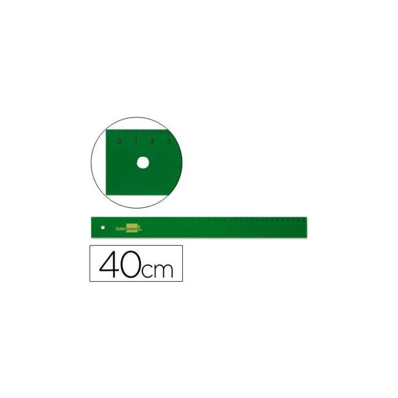Regla liderpapel 40 cm acrilico color verde.