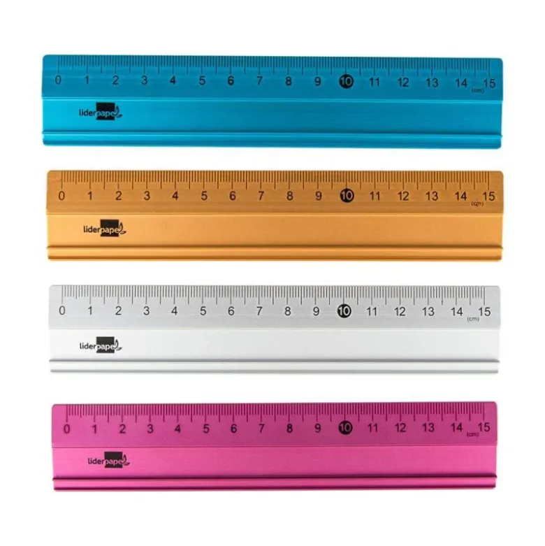 REGLA LIDERPAPEL 15 CM ALUMINIO COLORES SURTIDOS