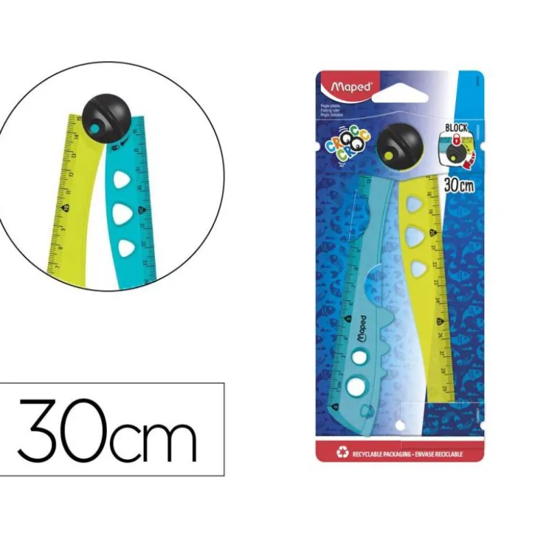 REGLA MAPED PLASTICO PLEGABLE CROC CROC BLISTER DE 1 UNIDAD 15 CM + 1 UNIDAD 30 CM