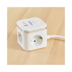 REGLETA FELLOWES CUBO MULTIENCHUFES 3 TOMAS CORRIENTE + 2XUSB C + A USB A COLOR BLANCO