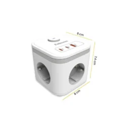 REGLETA FELLOWES CUBO MULTIENCHUFES 3 TOMAS CORRIENTE + 2XUSB C + A USB A COLOR BLANCO