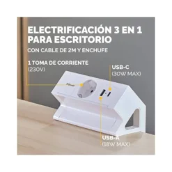 REGLETA FELLOWES SOBREMESA 1 TOMA + USB A + USB C COLOR BLANCO