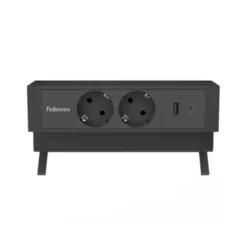 REGLETA FELLOWES SOBREMESA 1 TOMA + USB A/C NEGRO