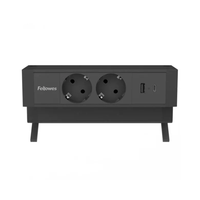 REGLETA FELLOWES SOBREMESA 1 TOMA + USB A/C NEGRO
