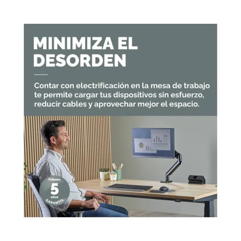 REGLETA FELLOWES SOBREMESA 1 TOMA + USB A + USB C COLOR NEGRO