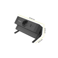 REGLETA FELLOWES SOBREMESA 1 TOMA + USB A + USB C COLOR NEGRO