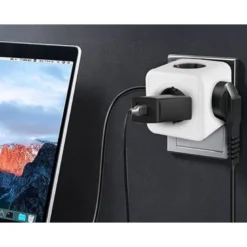 REGLETA Q-CONNECT DE CUBO ENCHUFE MULTIPLE POWER CUBE 5 EN 1 DIRECTO A PARED 5 TOMAS DE CORRIENTE 75X75X112MM