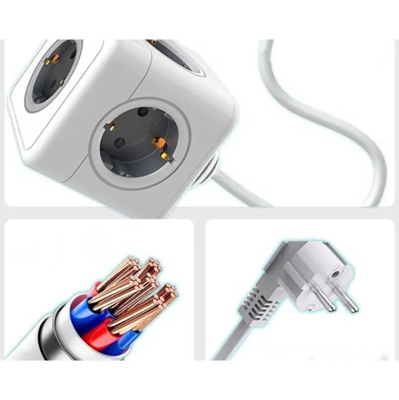 REGLETA Q-CONNECT DE CUBO ENCHUFE MULTIPLE POWER CUBE 5 EN 1 CABLE DE 1,4 MT 5 TOMAS DE CORRIENTE 75X75X112MM