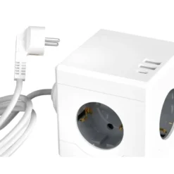 REGLETA Q-CONNECT DE CUBO ENCHUFE MULTIPLE POWER CUBE 6 EN 1 CABLE DE 1,4MT 3 TOMAS DE CORRIENTE+2 USB+1 USB C