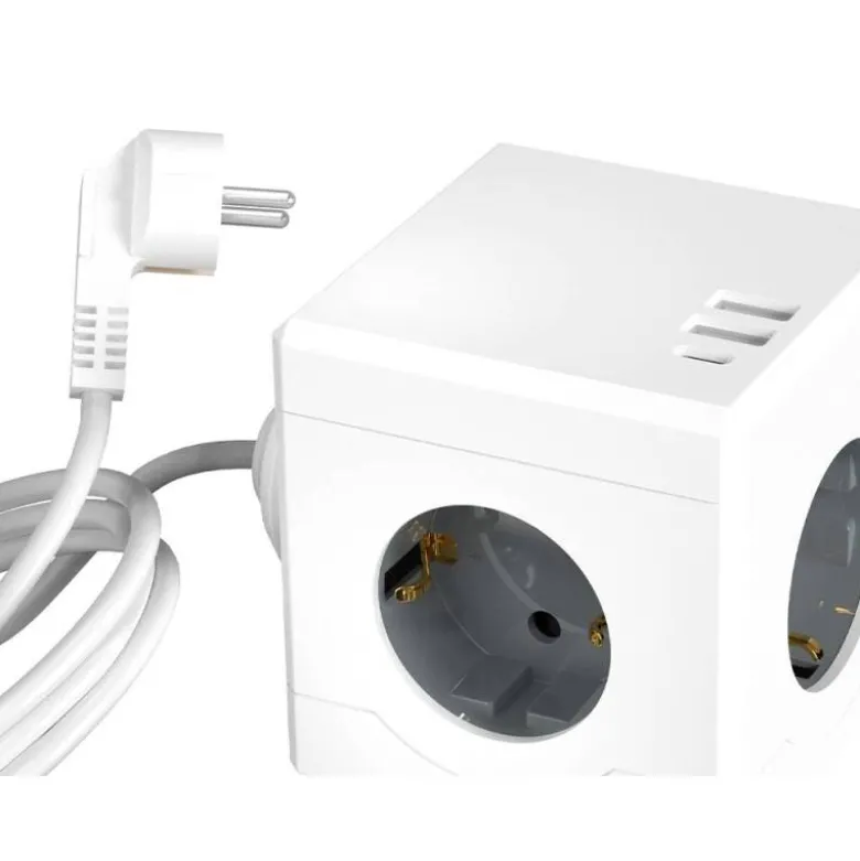 REGLETA Q-CONNECT DE CUBO ENCHUFE MULTIPLE POWER CUBE 6 EN 1 CABLE DE 1,4MT 3 TOMAS DE CORRIENTE+2 USB+1 USB C