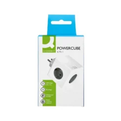 REGLETA Q-CONNECT DE CUBO ENCHUFE MULTIPLE POWER CUBE 6 EN 1 DIRECTO PARED 3 TOMAS DE CORRIENTE+2 USB+1 USB C