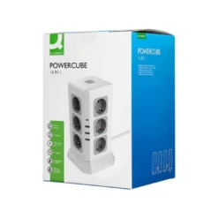 REGLETA Q-CONNECT ENCHUFE MULTIPLE 16 EN 1 CABLE 2 MT 12 TOMAS DE CORRIENTE+3 USB+1 USB TIPO C 120X120X210MM