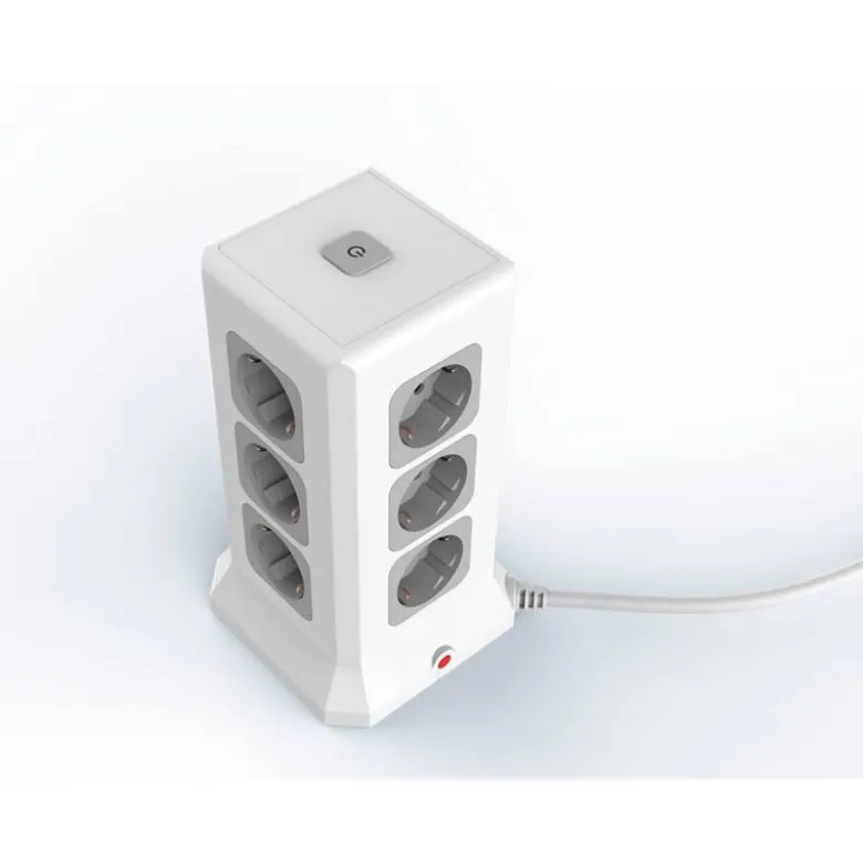 REGLETA Q-CONNECT ENCHUFE MULTIPLE 16 EN 1 CABLE 2 MT 12 TOMAS DE CORRIENTE+3 USB+1 USB TIPO C 120X120X210MM