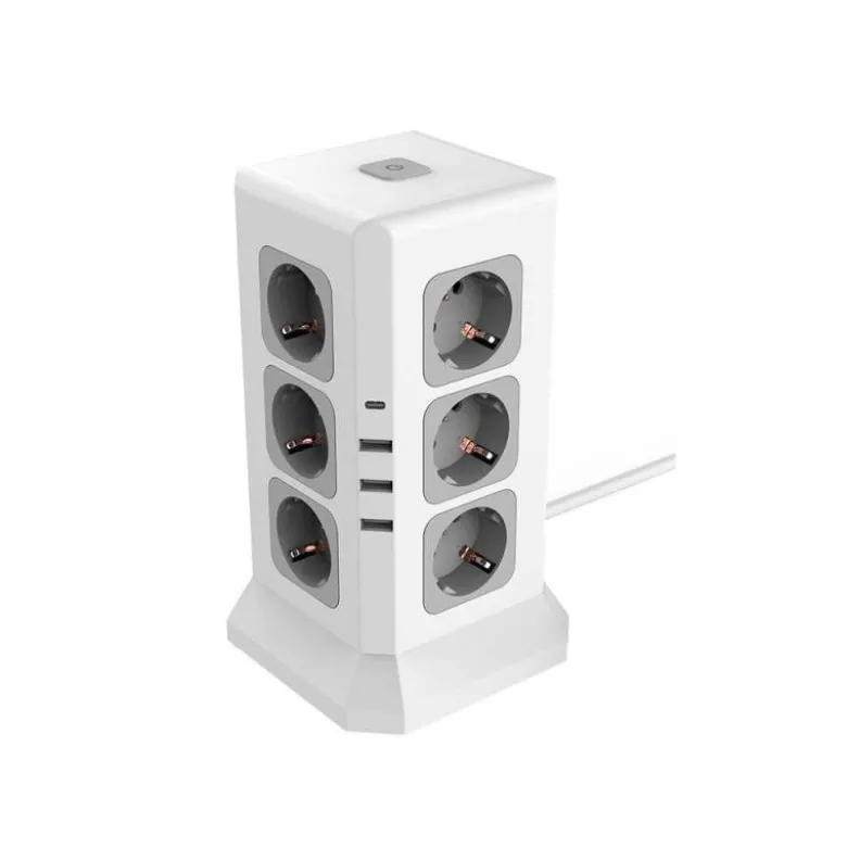 REGLETA Q-CONNECT ENCHUFE MULTIPLE 16 EN 1 CABLE 2 MT 12 TOMAS DE CORRIENTE+3 USB+1 USB TIPO C 120X120X210MM