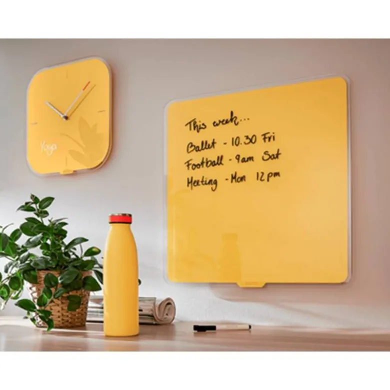 RELOJ LEITZ COSY DE PARED SILENCIOSO CRISTAL 30X30CM AMARILLO