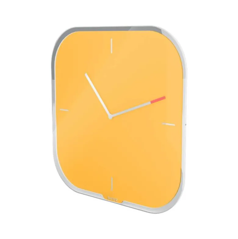 RELOJ LEITZ COSY DE PARED SILENCIOSO CRISTAL 30X30CM AMARILLO