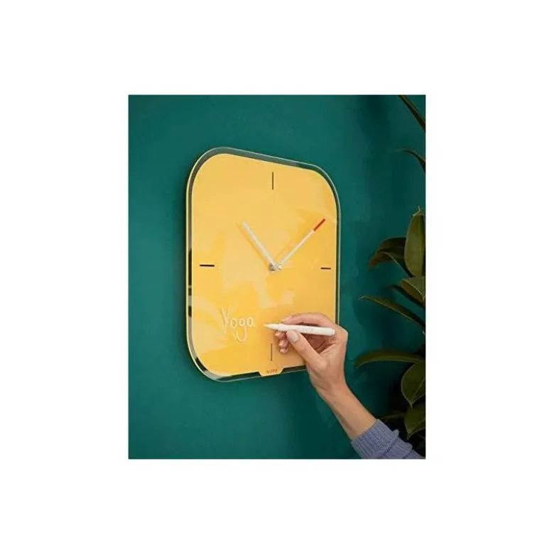 RELOJ LEITZ COSY DE PARED SILENCIOSO CRISTAL 30X30CM AMARILLO
