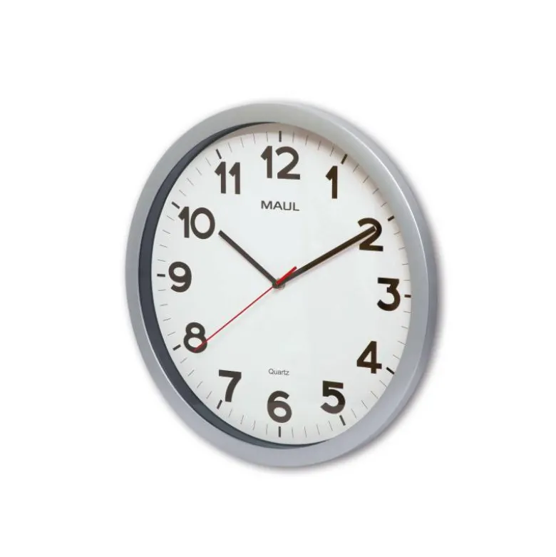 RELOJ MAUL STEP DE PARED REDONDO 20 CM DIAMETRO ELECTRICO COLOR PLATA