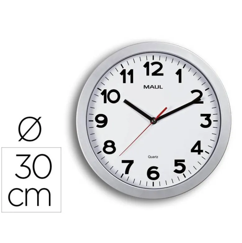 RELOJ MAUL STEP DE PARED REDONDO 30 CM DIAMETRO ELECTRICO COLOR PLATA