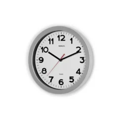 RELOJ MAUL STEP DE PARED REDONDO 30 CM DIAMETRO ELECTRICO COLOR PLATA