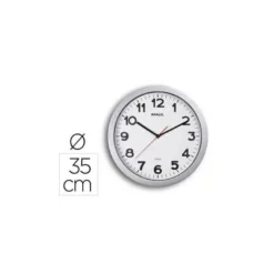 RELOJ MAUL STEP DE PARED REDONDO 35 CM DIAMETRO ELECTRICO COLOR PLATA