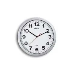 RELOJ MAUL STEP DE PARED REDONDO 35 CM DIAMETRO ELECTRICO COLOR PLATA