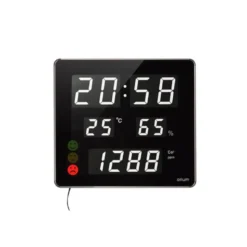 RELOJ ORIUM CEP CON MEDIDOR DE CO2 PANTALLA LED ALARMA PERSONALIZABLE Y SENSOR DE INFRARROJOS 400X360X40 MM