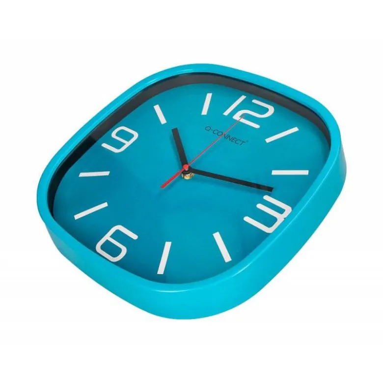 RELOJ Q-CONNECT DE PARED DE PLASTICO REDONDO 30 CM MOVIMIENTO SILENCIOSO COLOR AZUL