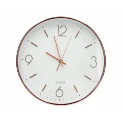 RELOJ Q-CONNECT DE PARED METALICO REDONDO 30,5 CM MOVIMIENTO SILENCIOSO COLOR ROSA DORADO