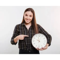 RELOJ Q-CONNECT DE PARED METALICO REDONDO 30,5 CM MOVIMIENTO SILENCIOSO COLOR ROSA DORADO