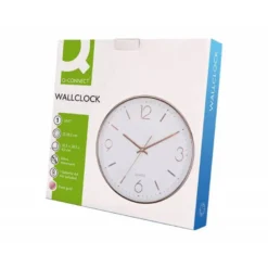 RELOJ Q-CONNECT DE PARED METALICO REDONDO 30,5 CM MOVIMIENTO SILENCIOSO COLOR ROSA DORADO
