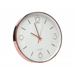 RELOJ Q-CONNECT DE PARED METALICO REDONDO 30,5 CM MOVIMIENTO SILENCIOSO COLOR ROSA DORADO
