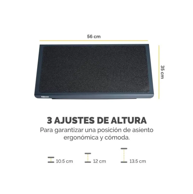 REPOSAPIES FELLOWES ULTIMATE SERIE PROFESSIONAL METALICO AJUSTABLE 3 ALTURAS NEGRO 96X560X32 MM