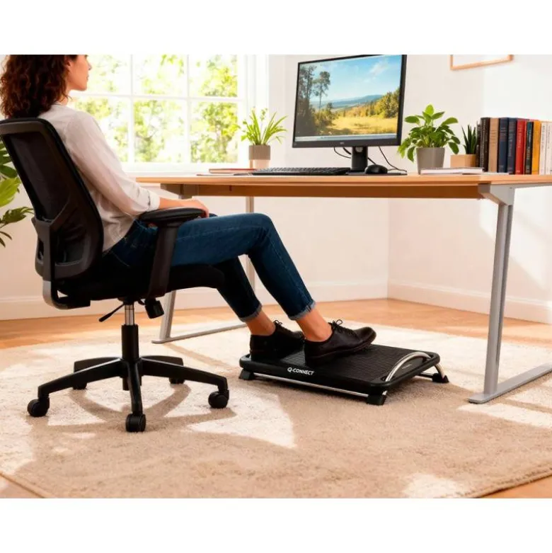 REPOSAPIES PLASTICO Q-CONNECT ANTIDESLIZANTE CON BARRAS DE ACERO 434X330X105 MM
