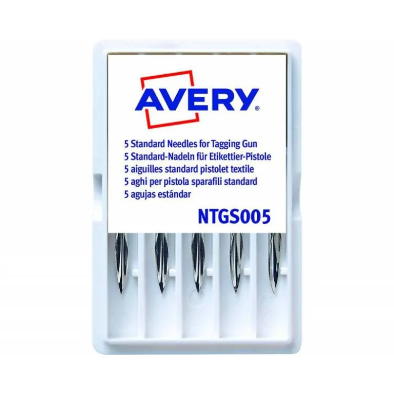 REPUESTO DE AGUJA AVERY CORTA ESTANDAR BASE PLASTICO PARA PISTOLA DE NAVETES TGS005 CAJA DE 5 UNIDADES