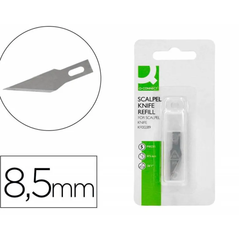 REPUESTO CUTER BISTURI Q-CONNECT KF00289 BLISTER DE 5 UNIDADES