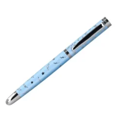 ROLLER BELIUS BELLA ALUMINIO COLOR AZUL CELESTE DISEÑO PLATEADO RELIEVE TINTA COLOR NEGRO CAJA DE DISEÑO