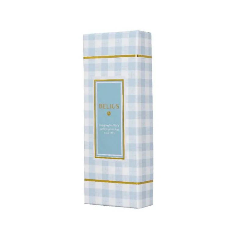 ROLLER BELIUS PERFECT PICNIC DAY ALUMINIO AZUL CELESTE DORADO TINTA COLOR NEGRO CAJA DE DISEÑO