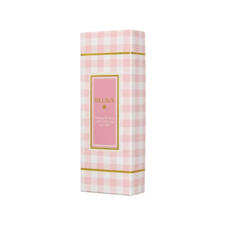 ROLLER BELIUS PERFECT PICNIC DAY ALUMINIO COLOR ROSA DORADO TINTA COLOR NEGRO CAJA DE DISEÑO