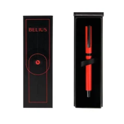 ROLLER BELIUS TURBO ALUMINIO COLOR ROJO Y NEGRO TINTA AZUL CAJA DE DISEÑO