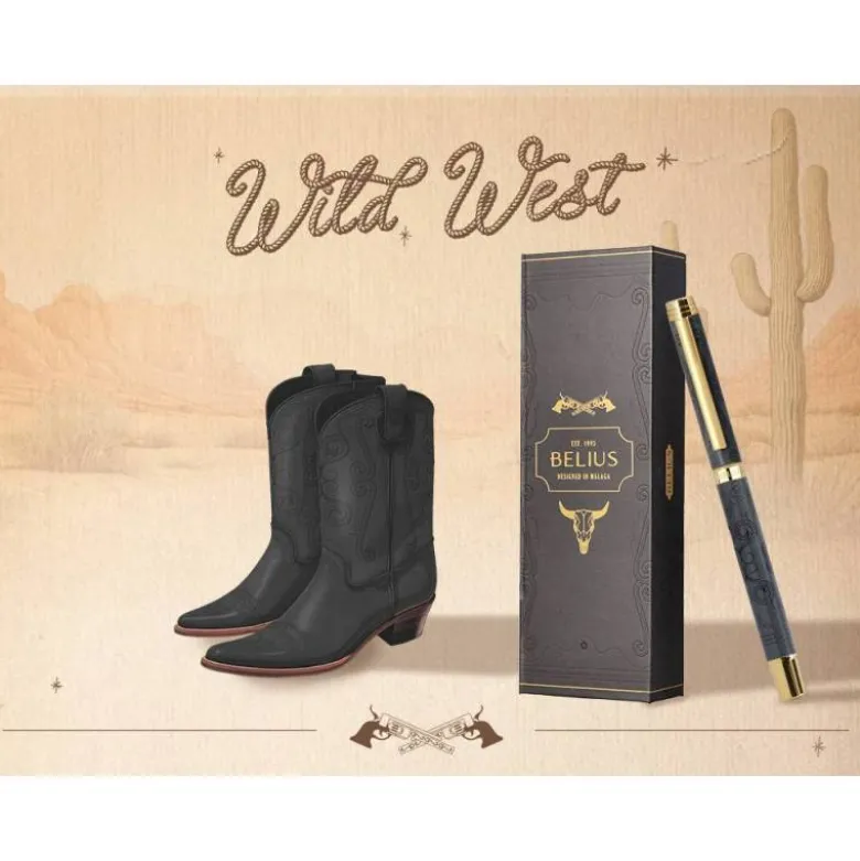 ROLLER BELIUS WILD WEST ALUMINIO COLOR NEGRO DORADO TINTA COLOR NEGRO CAJA DE DISEÑO