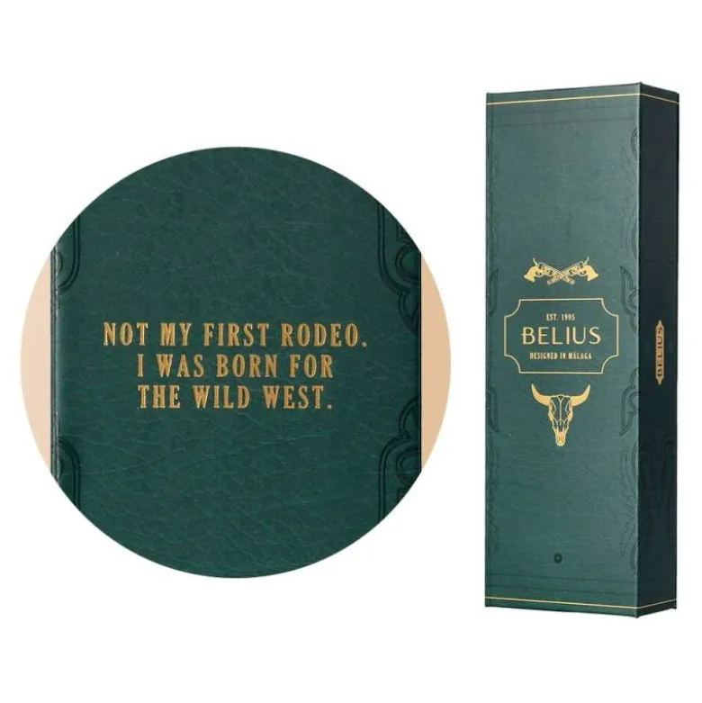 ROLLER BELIUS WILD WEST ALUMINIO COLOR VERDE DORADO TINTA COLOR NEGRO CAJA DE DISEÑO