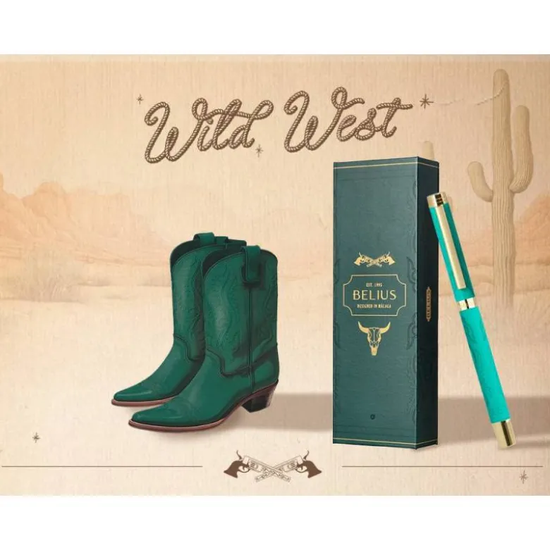 ROLLER BELIUS WILD WEST ALUMINIO COLOR VERDE DORADO TINTA COLOR NEGRO CAJA DE DISEÑO