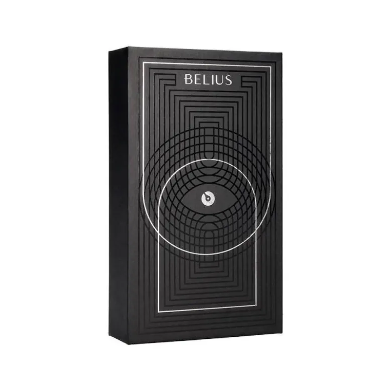 ROLLER Y ESTUCHE BELIUS TURBO ALUMINIO TEXTURA PUNTEADA NEGRO PLATEADO TINTA AZUL CAJA DE DISEÑO