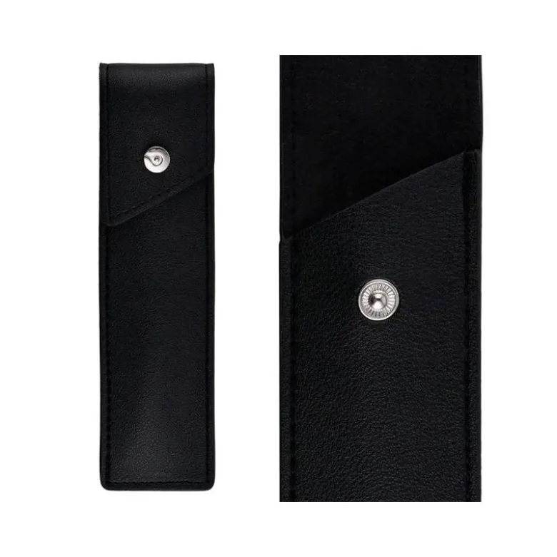 ROLLER Y ESTUCHE BELIUS TURBO ALUMINIO TEXTURA PUNTEADA NEGRO PLATEADO TINTA AZUL CAJA DE DISEÑO